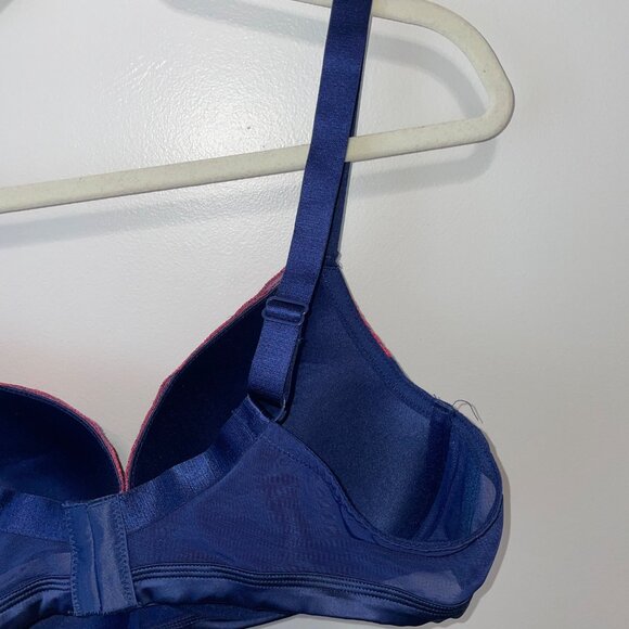 NWT Adore Me Navy Blue & Pink Lace Trim Underwire Bra Size 42D - Picture 6 of 6
